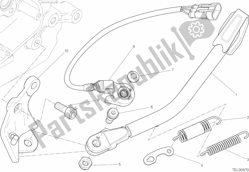 All parts for the Side Stand of the Ducati Scrambler Urban Enduro Thailand USA 803 2016